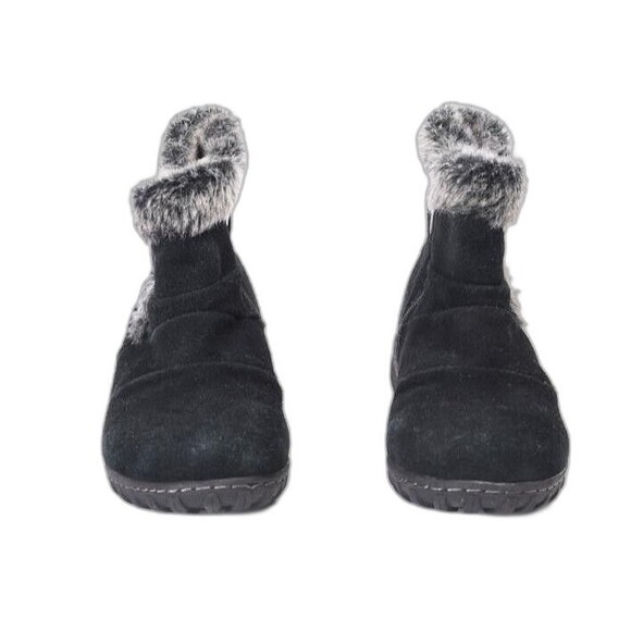 Khumbu Black Suede Insulated Bootie Faux Fur Lined Size 8 - Picture 3 of 7